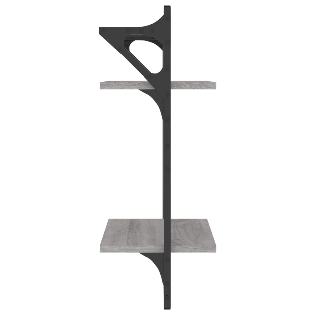 Mensole a Parete con Aste 2pz Grigio Sonoma 30x25x65 cm | homemem39