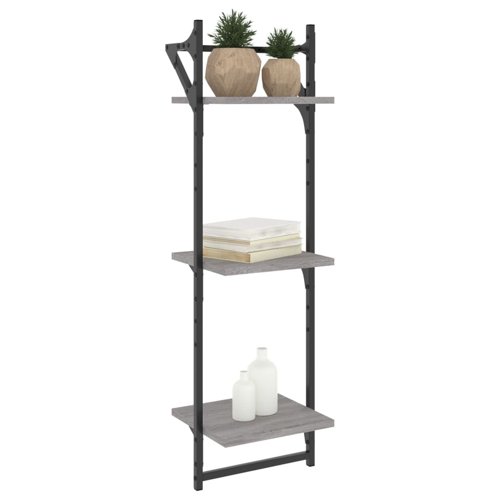 Mensole a Parete con Aste 2pz Grigio Sonoma 30x25x100 cm | homemem39