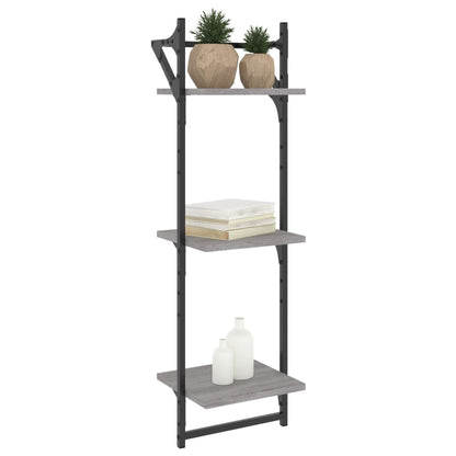 Mensole a Parete con Aste 2pz Grigio Sonoma 30x25x100 cm | homemem39