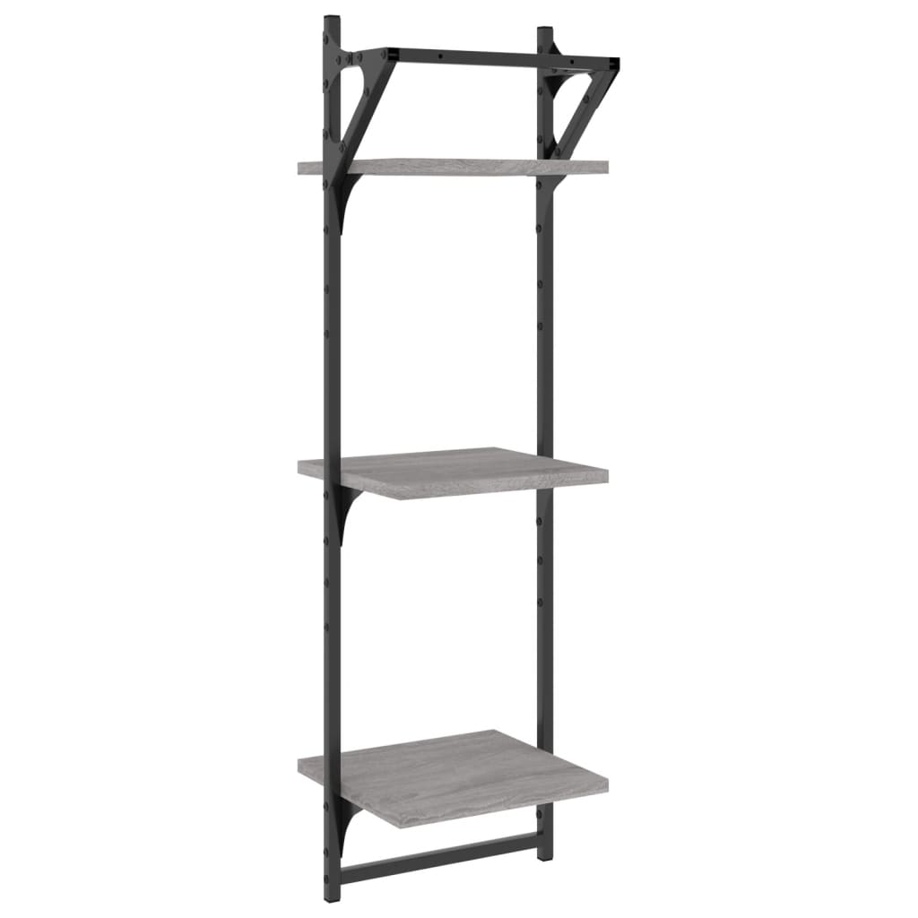 Mensole a Parete con Aste 2pz Grigio Sonoma 30x25x100 cm | homemem39