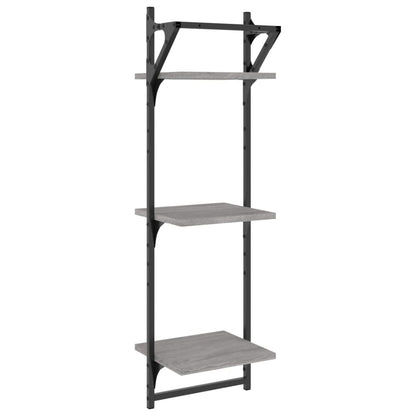Mensole a Parete con Aste 2pz Grigio Sonoma 30x25x100 cm | homemem39
