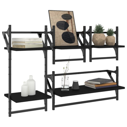 Set Mensole da Parete con Aste 4pz in legno multistrato
