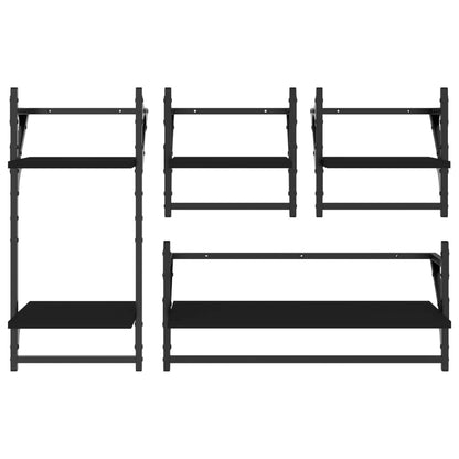 Set Mensole da Parete con Aste 4pz in legno multistrato