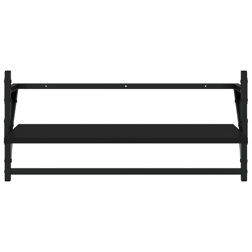 Set Mensole da Parete con Aste 4pz Nero in Legno Multistrato | homemem39