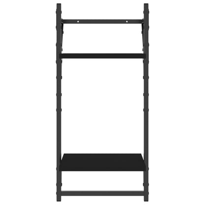 Set Mensole da Parete con Aste 4pz Nero in Legno Multistrato | homemem39