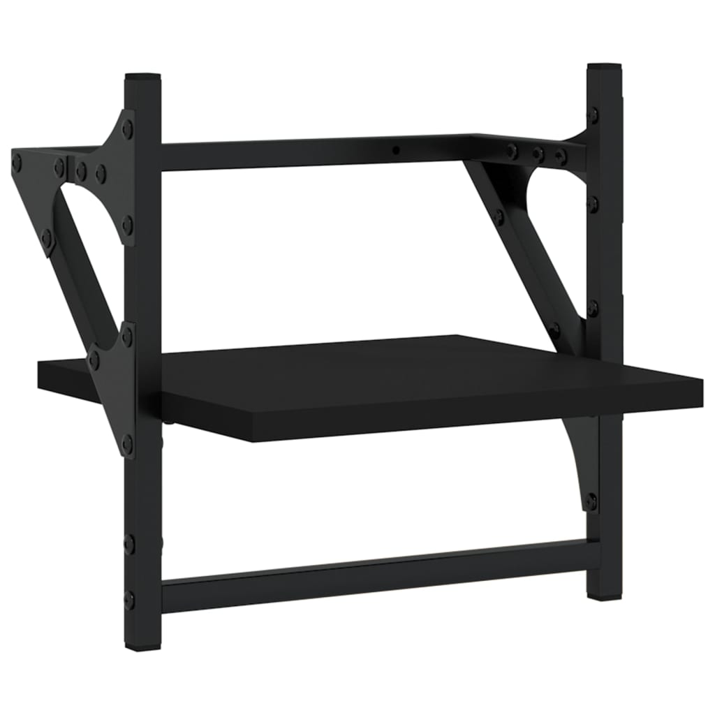 Set Mensole da Parete con Aste 4pz Nero in Legno Multistrato | homemem39