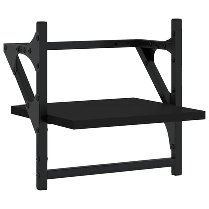 Set Mensole da Parete con Aste 4pz Nero in Legno Multistrato | homemem39