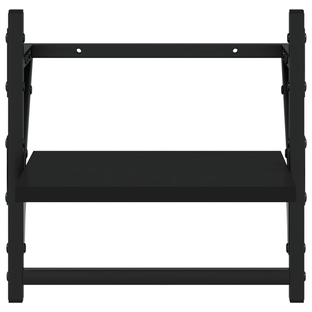 Set Mensole da Parete con Aste 4pz Nero in Legno Multistrato | homemem39