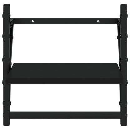 Set Mensole da Parete con Aste 4pz Nero in Legno Multistrato | homemem39