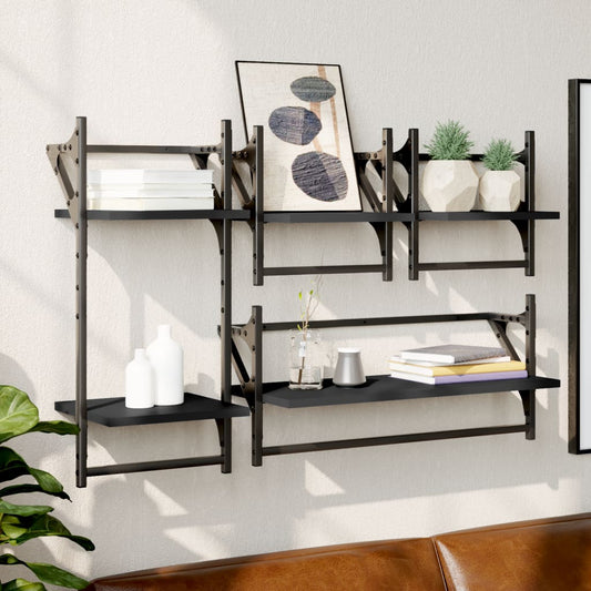 Set Mensole da Parete con Aste 4pz in legno multistrato