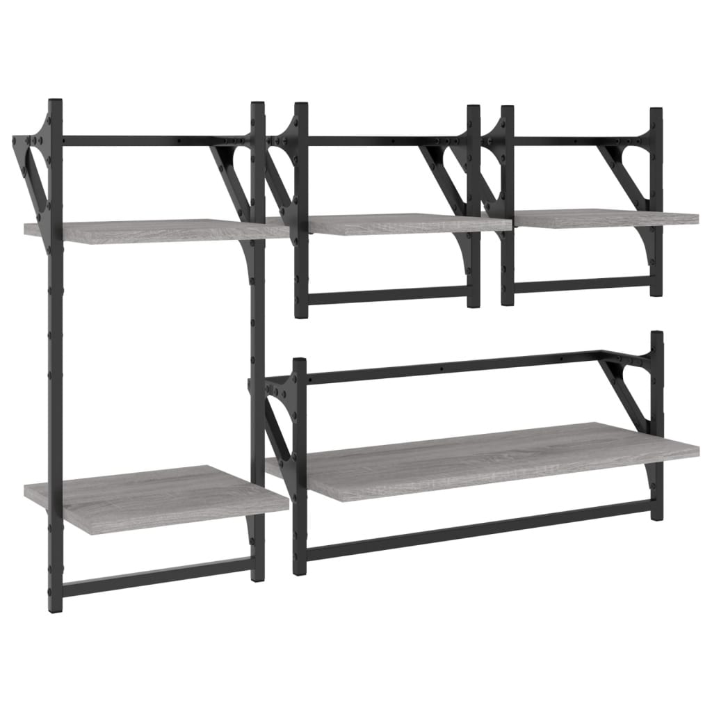 Set Mensole da Parete con Aste 4pz in legno multistrato