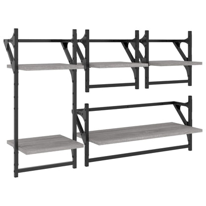Set Mensole da Parete con Aste 4pz in legno multistrato