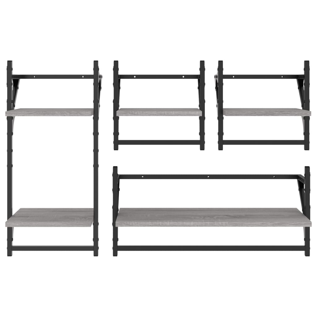 Set Mensole da Parete con Aste 4pz in legno multistrato