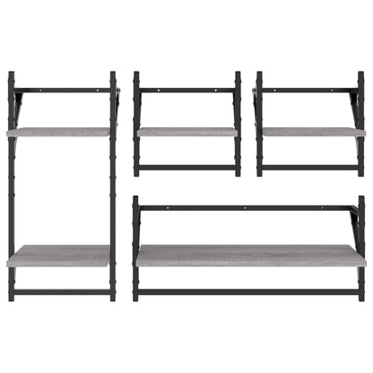 Set Mensole da Parete con Aste 4pz in legno multistrato