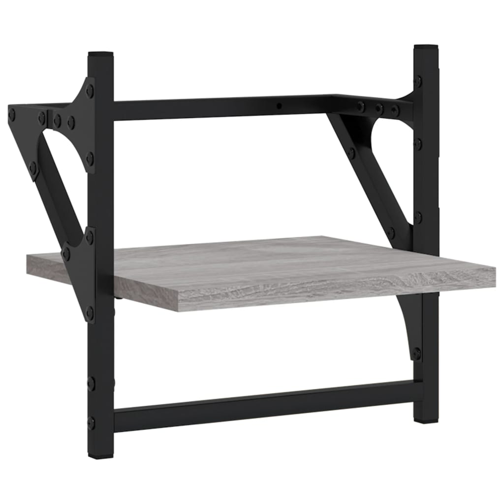 Set Mensole Parete con Aste 4pz Grigio Sonoma Legno Multistrato