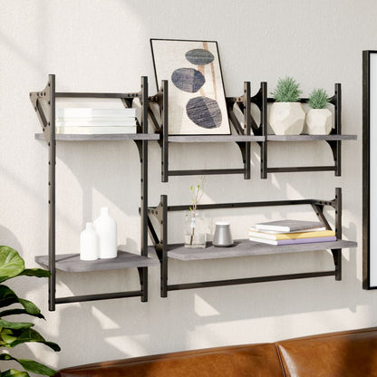 Set Mensole da Parete con Aste 4pz in legno multistrato