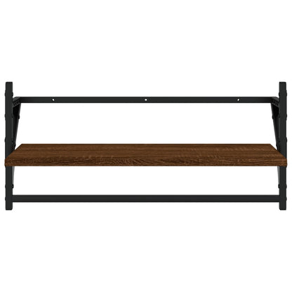 Set Mensole Parete con Aste 4pz Rovere Marrone in Multistrato | homemem39