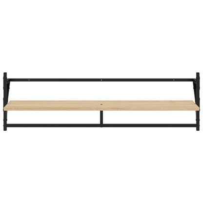 Set Mensole Parete con Aste 6pz Rovere Sonoma Legno Multistrato