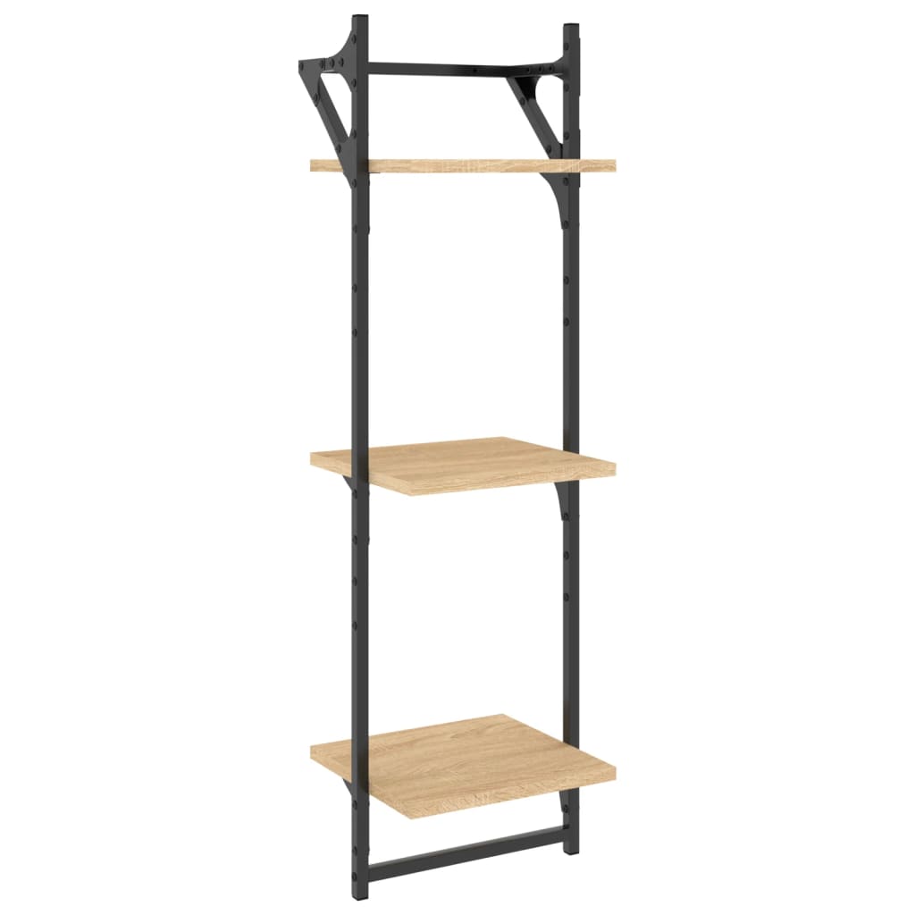 Set Mensole Parete con Aste 6pz Rovere Sonoma Legno Multistrato | homemem39