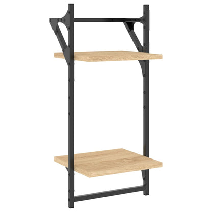 Set Mensole Parete con Aste 6pz Rovere Sonoma Legno Multistrato | homemem39