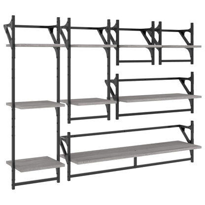 Set Mensole Parete con Aste 6pz legno multistrato
