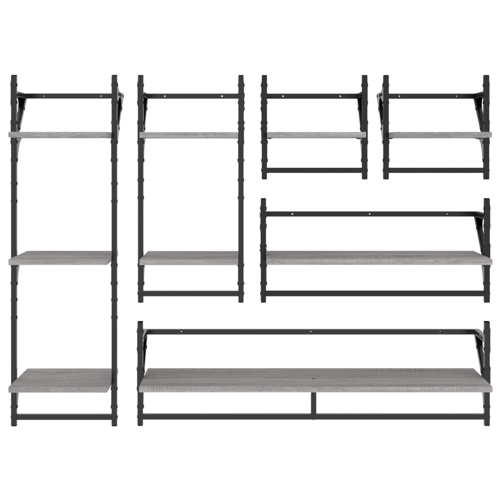 Set Mensole Parete con Aste 6pz legno multistrato