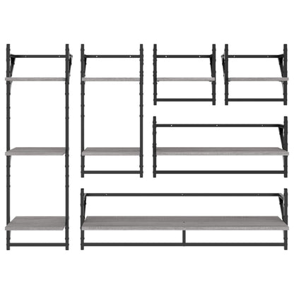 Set Mensole Parete con Aste 6pz legno multistrato