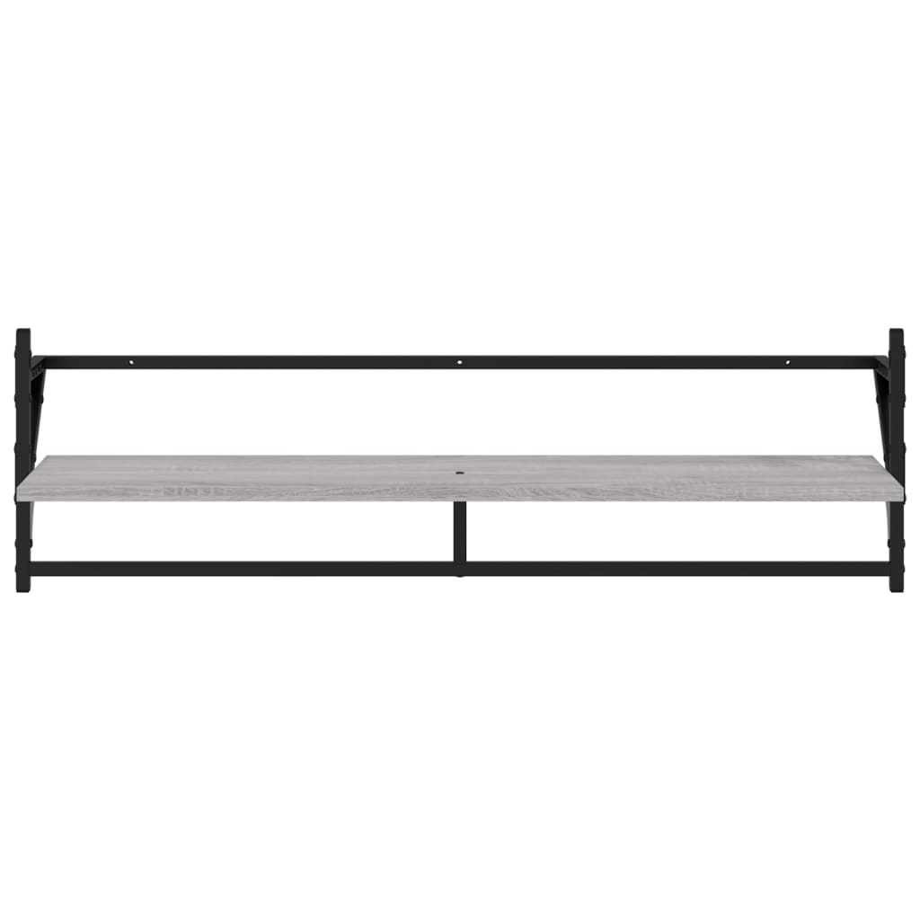 Set Mensole Parete con Aste 6pz Grigio Sonoma Legno Multistrato | homemem39