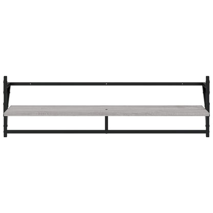 Set Mensole Parete con Aste 6pz Grigio Sonoma Legno Multistrato | homemem39