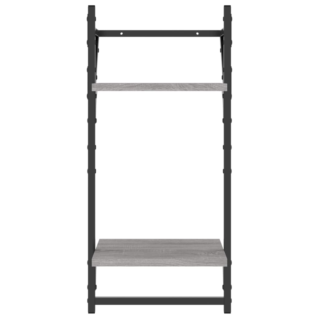 Set Mensole Parete con Aste 6pz Grigio Sonoma Legno Multistrato | homemem39