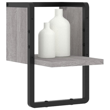 Mensola a Parete con Asta Grigio Sonoma 20x25x30 cm | homemem39