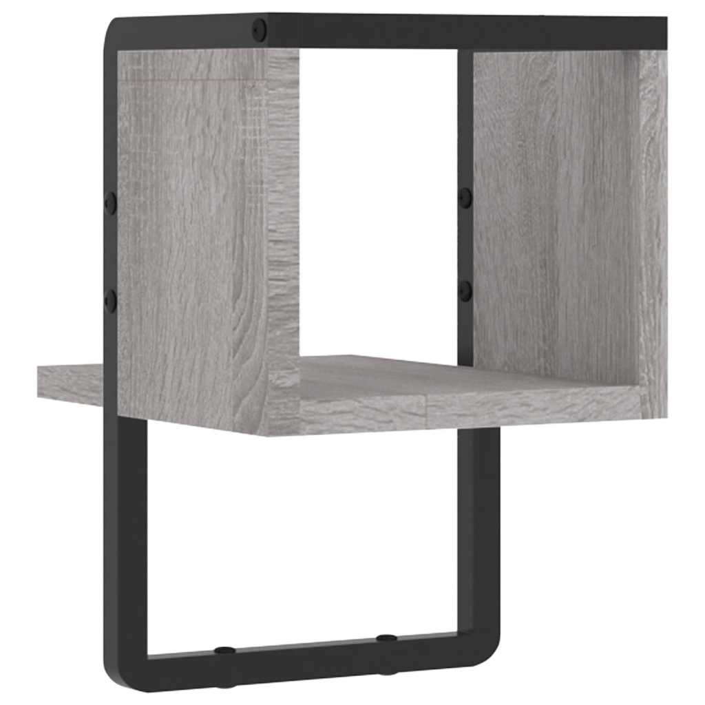 Mensola a Parete con Asta Grigio Sonoma 20x25x30 cm | homemem39