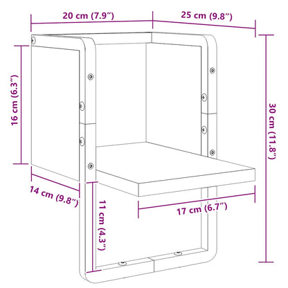 Mensola a Parete con Asta Grigio Sonoma 20x25x30 cm | homemem39