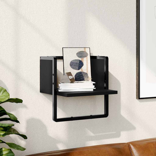 Mensola da Parete con Asta Nera 30x25x30 cm | homemem39
