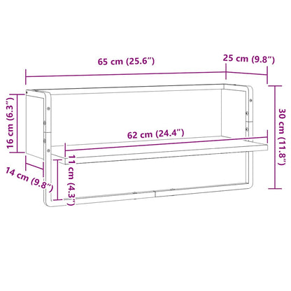Mensola a Parete con Asta Rovere Sonoma 65x25x30 cm | homemem39