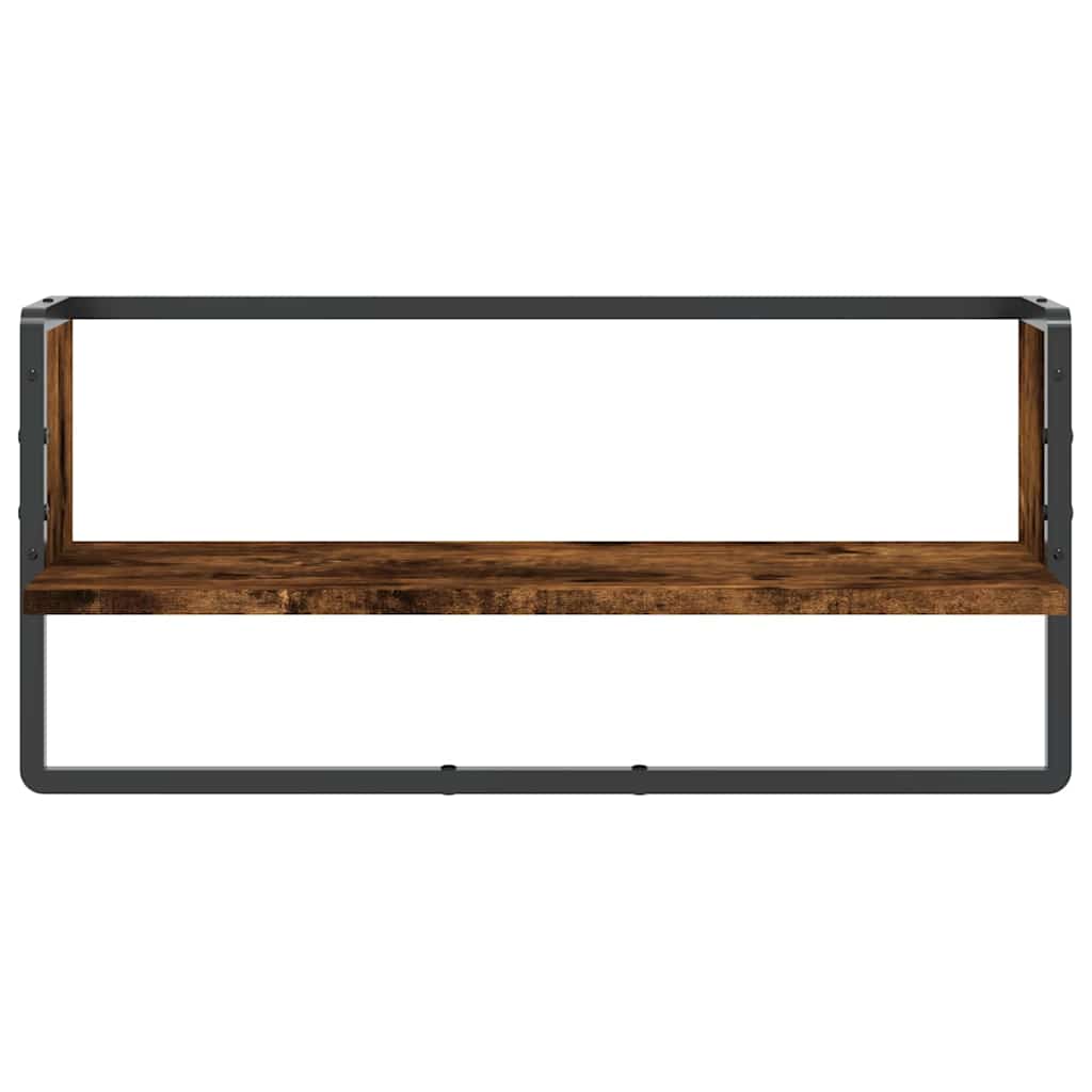 Mensola a Parete con Asta Rovere Fumo 65x25x30 cm