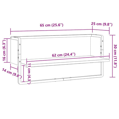 Mensola a Parete con Asta Rovere Fumo 65x25x30 cm | homemem39