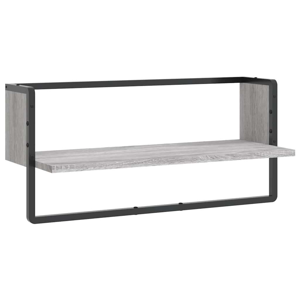 Mensola a Parete con Asta Grigio Sonoma 65x25x30 cm | homemem39