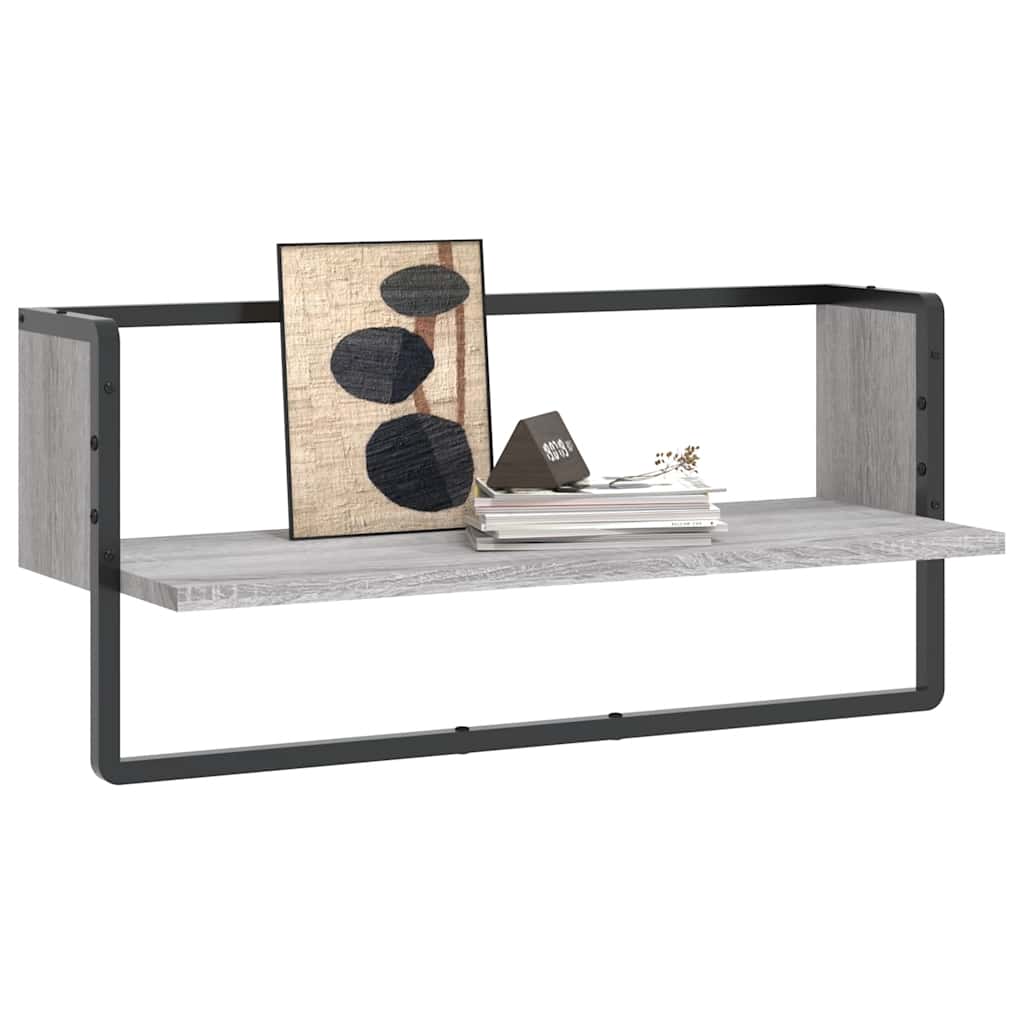 Mensola a Parete con Asta Grigio Sonoma 65x25x30 cm | homemem39