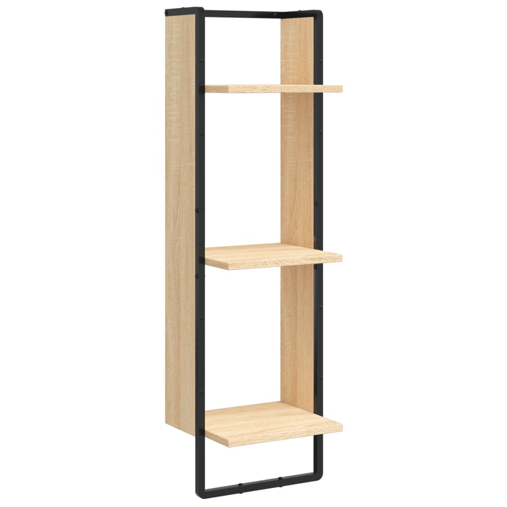 Scaffale Parete 3 Ripiani Rovere Sonoma 30x25x100cm Multistrato | homemem39