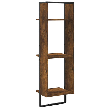 Scaffale a Parete 3 Ripiani Rovere Fumo 30x25x100cm Multistrato | homemem39