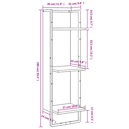 Scaffale a Parete 3 Ripiani Rovere Fumo 30x25x100cm Multistrato | homemem39