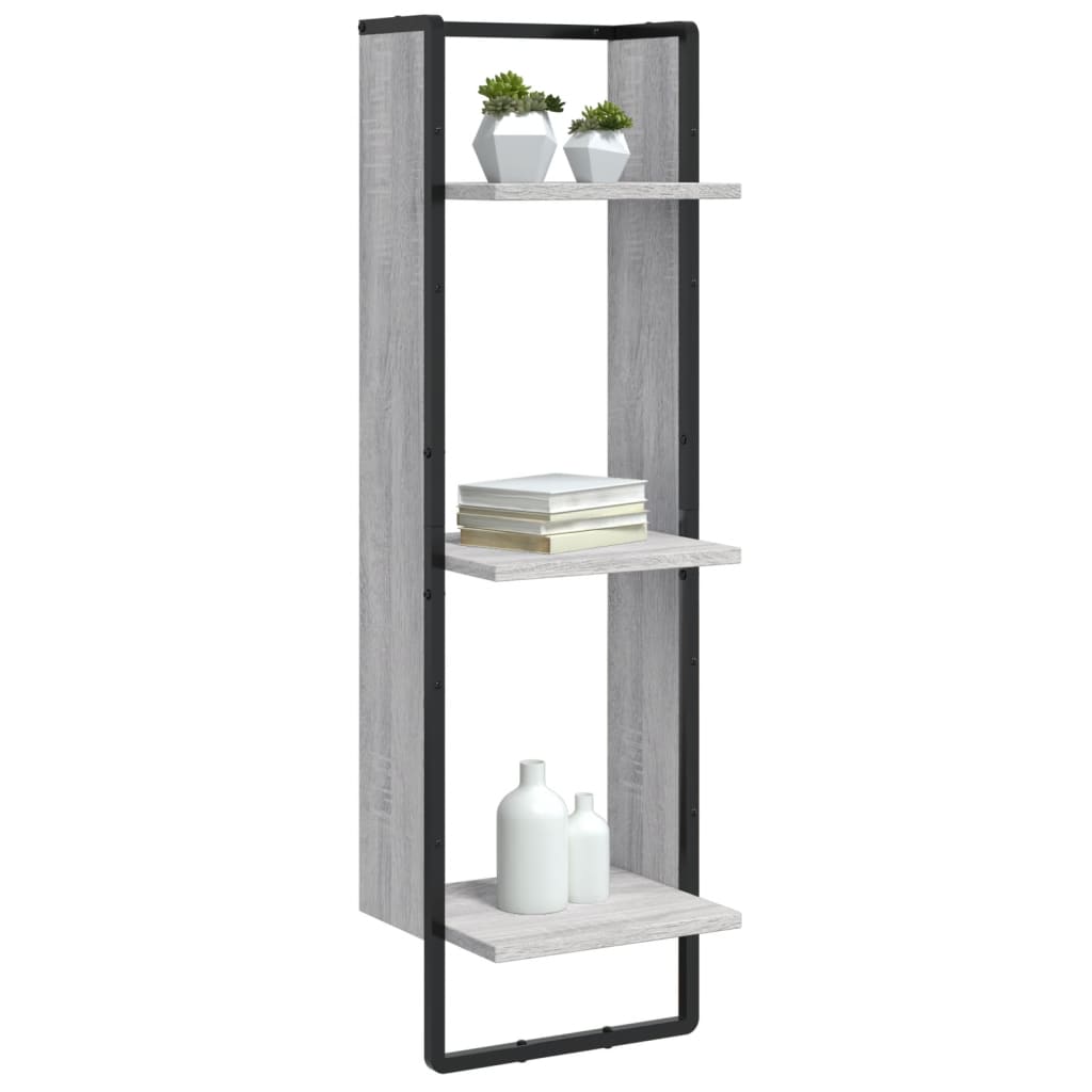 Scaffale Parete 3 Ripiani Grigio Sonoma 30x25x100cm Multistrato | homemem39