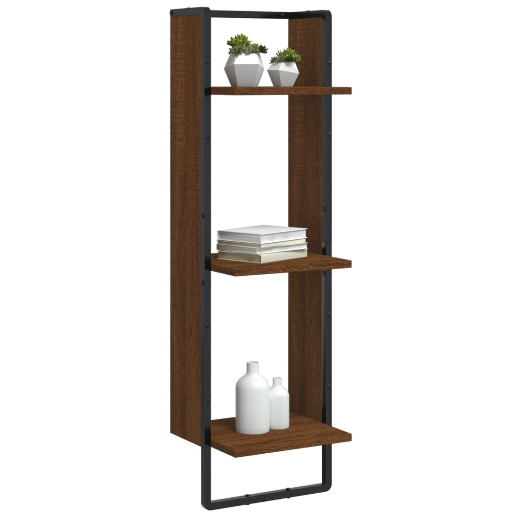Scaffale Parete 3Ripiani Rovere Marrone 30x25x100cm Multistrato | homemem39