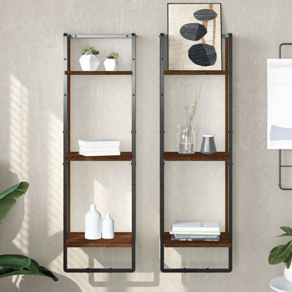 Scaffale Parete 3Ripiani Rovere Marrone 30x25x100cm Multistrato | homemem39