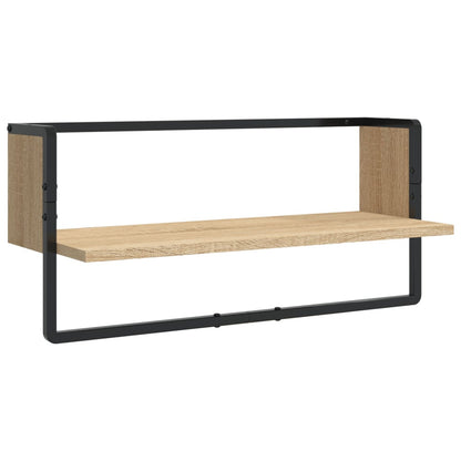 Set Mensole Parete con Aste 4pz Rovere Sonoma Legno Multistrato | homemem39