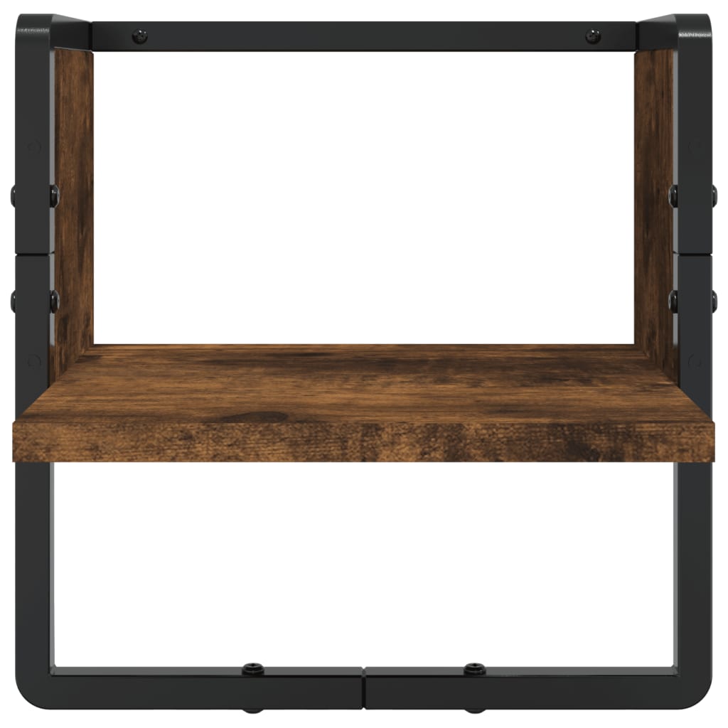 Set Mensole Parete con Aste 4pz Rovere Fumo Legno Multistrato | homemem39