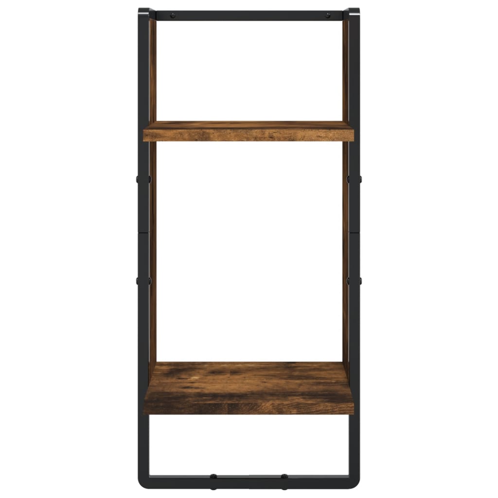 Set Mensole Parete con Aste 4pz Rovere Fumo Legno Multistrato | homemem39