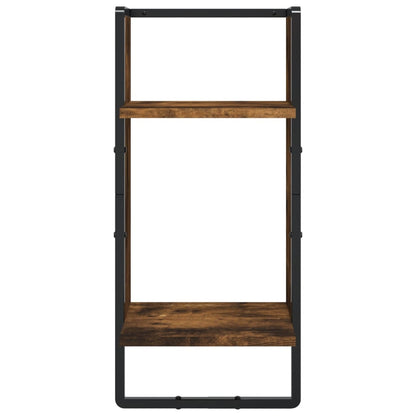 Set Mensole Parete con Aste 4pz Rovere Fumo Legno Multistrato | homemem39