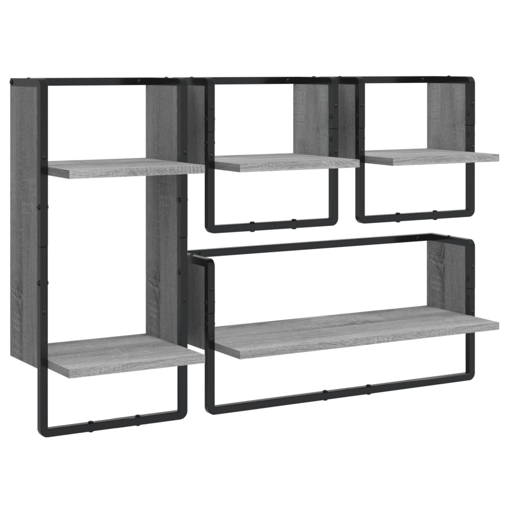 Set Mensole da Parete con Aste 4pz in legno multistrato